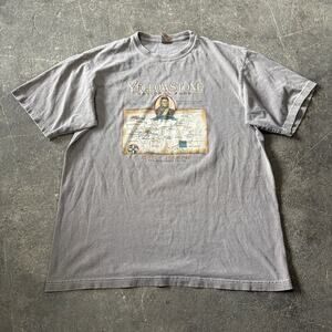 Vintage Yellowstone Chief Joseph Shirt Mens L Gray Brown Native Short Sleeve